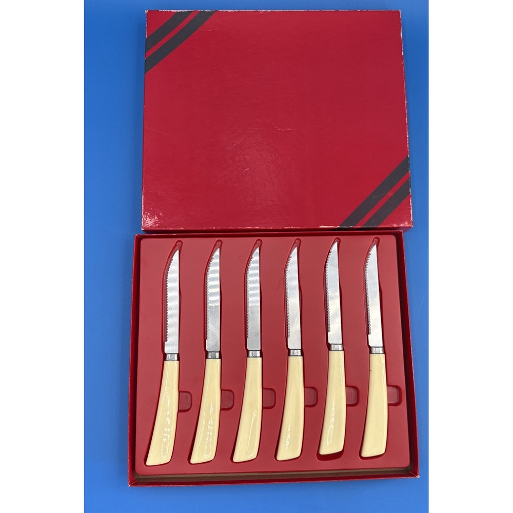 Vintage Boxed Vintage 1960s SET of 6 Stainless Steel Steak Knife Set